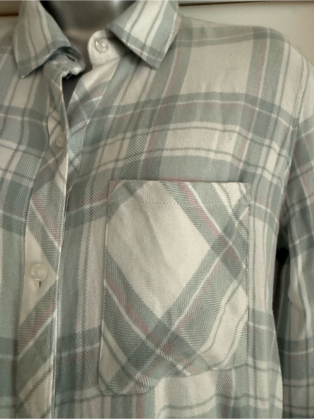 NWOT Rails Hunter Plaid Button Down Shirt White Light Green Pink XS